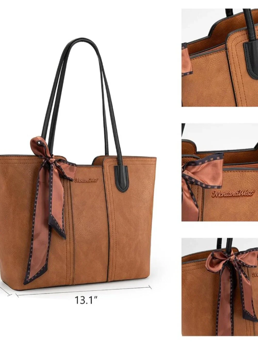 Fashion-Forward Vegan Leather Satchel - Amber Brown Tote with Spacious Interior
